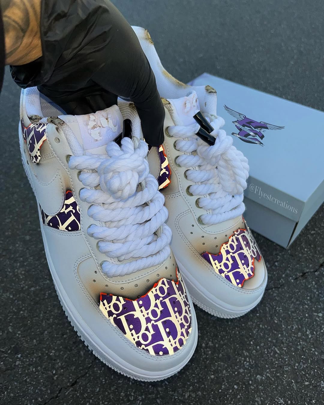 Custom Hand Painted Purple Air Force 1 Sneakers