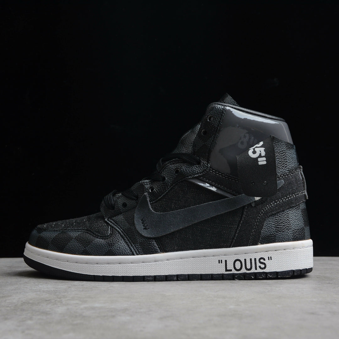 BLACK OFF-LOUIS LV Custom Air Jordan 1