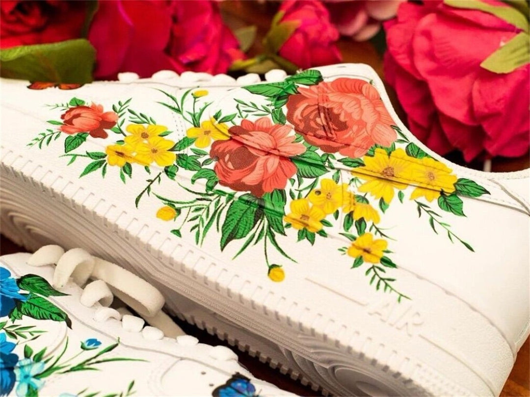 Blue Yellow Flowers Butterfly Custom Air Force 1