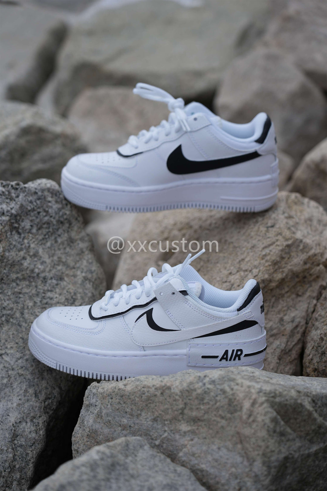 Custom Air Force 1 White Black Shadow