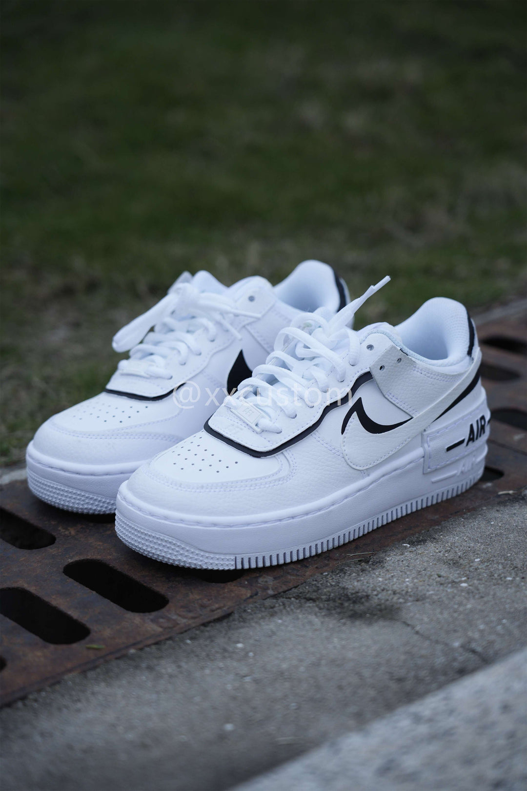 Custom Air Force 1 Slanted Swoosh Black White