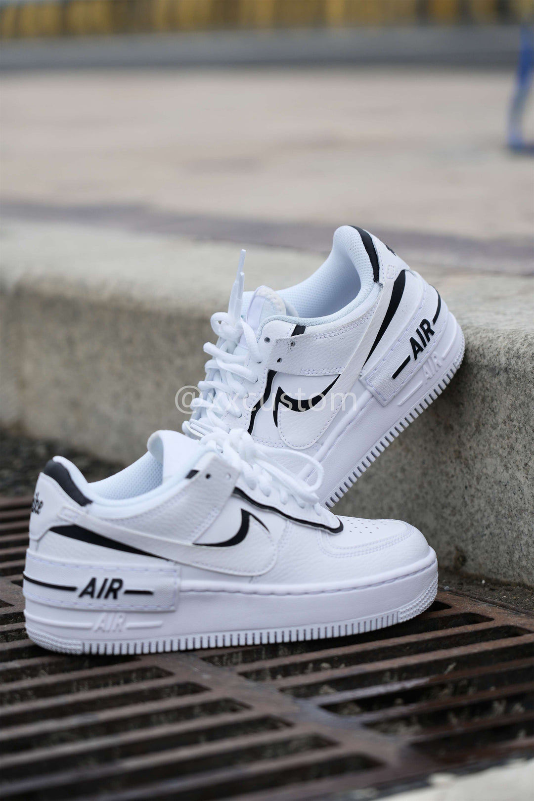 Custom Air Force 1  Black White Shadow