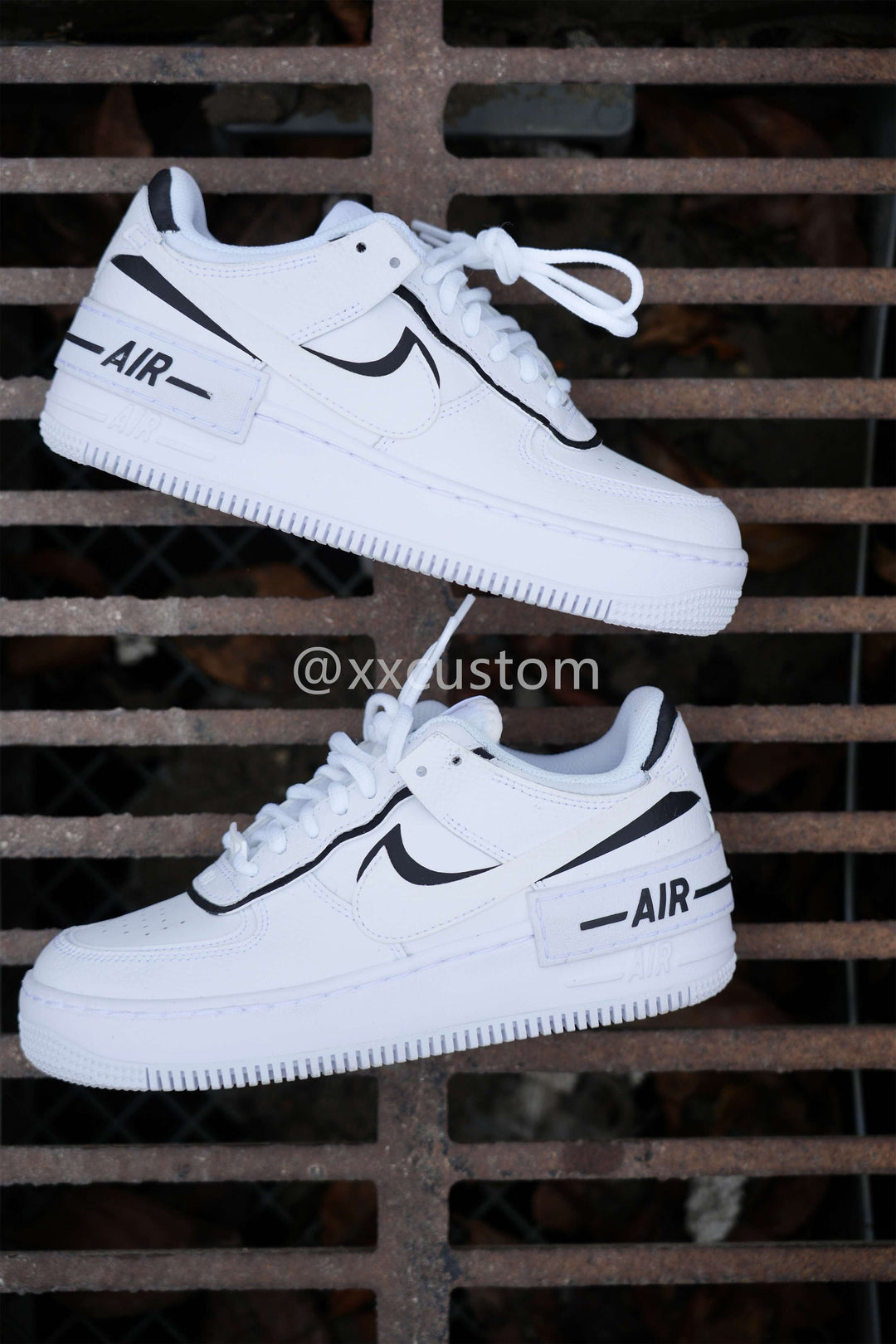 Custom Air Force 1 Black Swoosh Shadow White