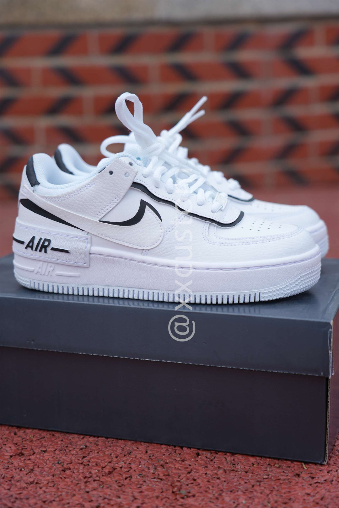 Custom Air Force 1 White Swoosh Shadow Black