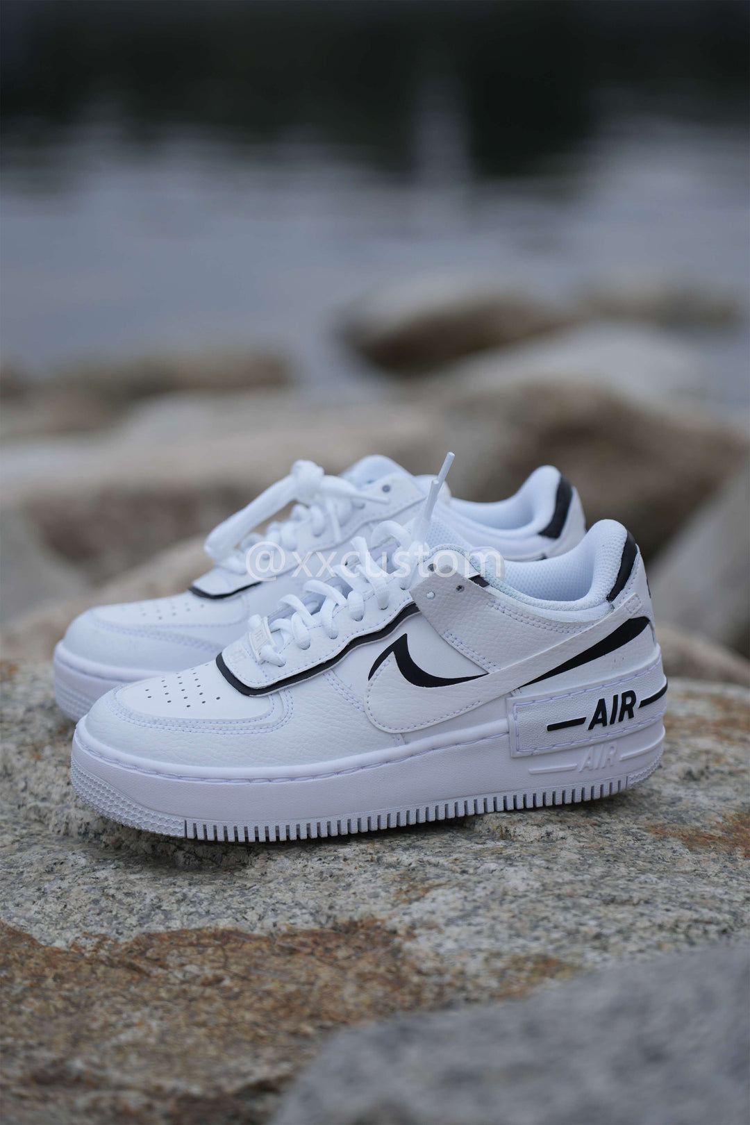 Black Shadow White Swoosh Custom Air Force 1