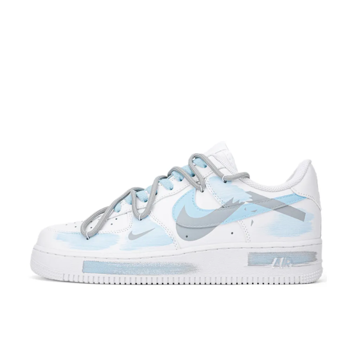 Broken Swoosh Blue Extra Lace Gray Custom Air Force 1