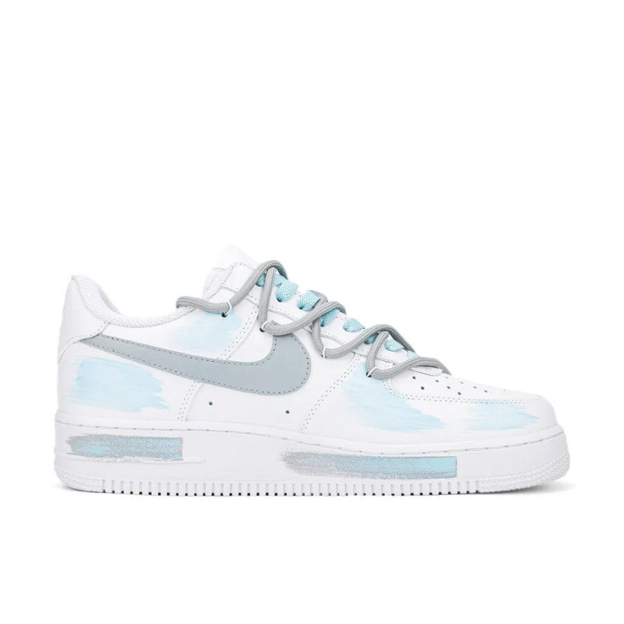 Broken Swoosh Blue Extra Lace Gray Custom Air Force 1