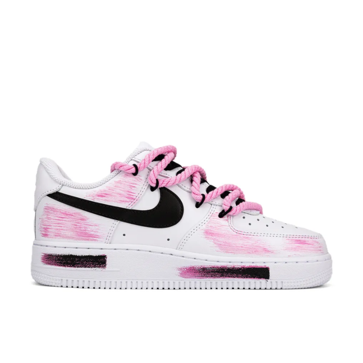 Broken Swoosh Pink Extra Lace Black Custom Air Force 1