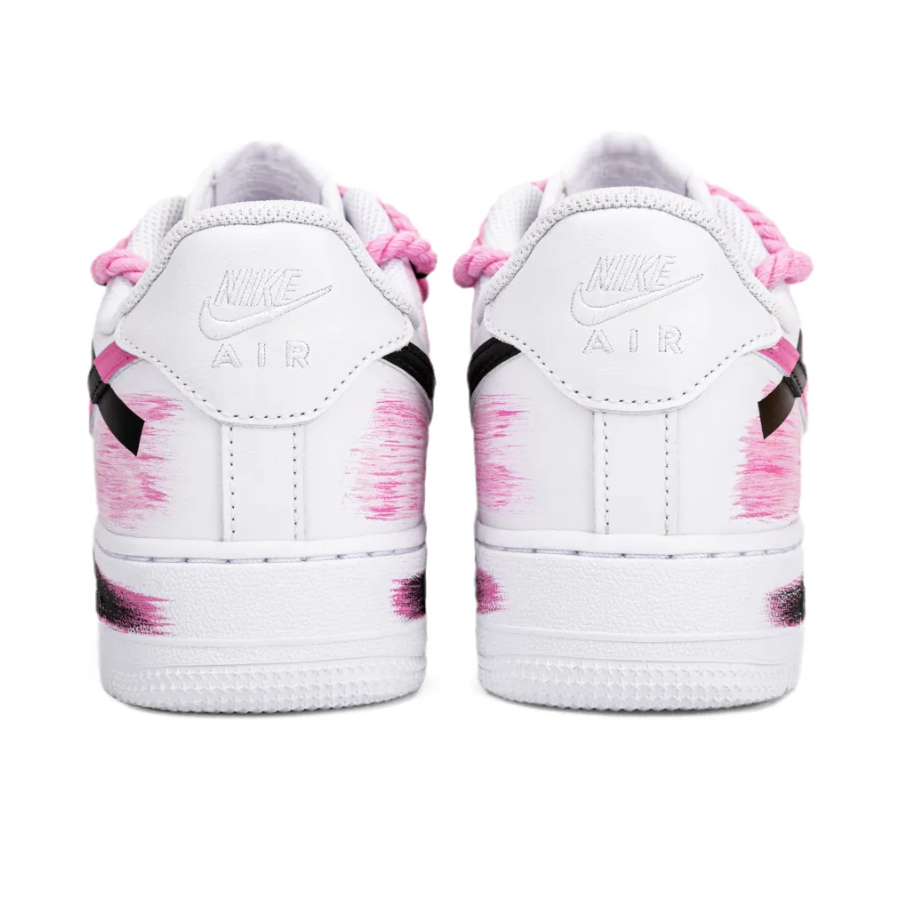 Broken Swoosh Pink Extra Lace Black Custom Air Force 1