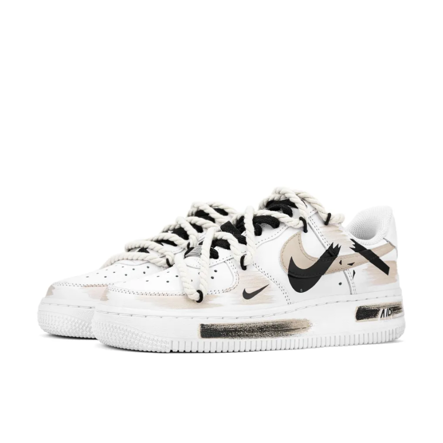 Broken Swoosh Brown Extra Lace Black Custom Air Force 1