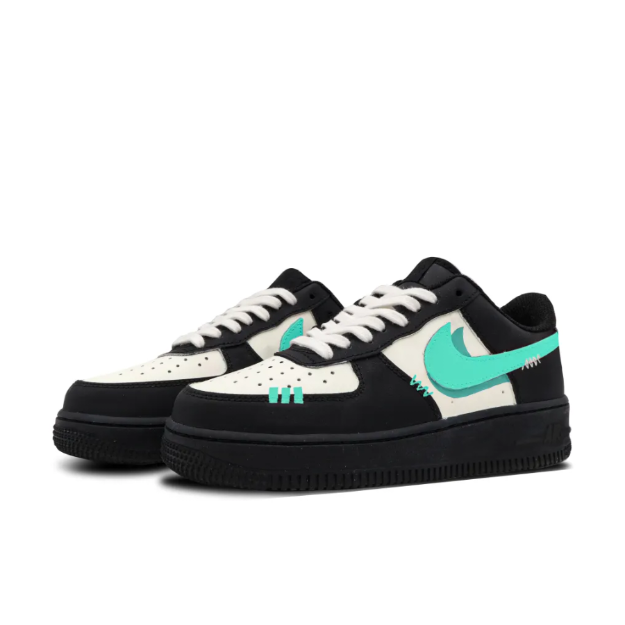 Mint Green Swoosh Shaow Black Custom Air Force 1