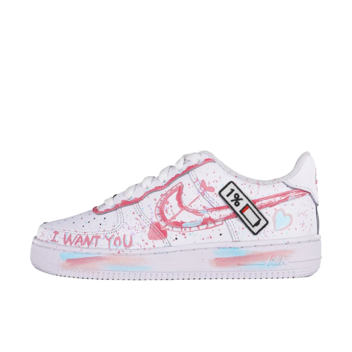 Pink Spray Font Custom Air Force 1