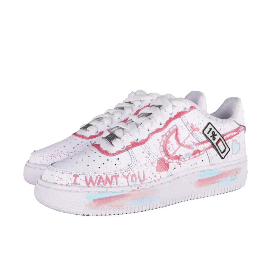 Pink Spray Font Custom Air Force 1