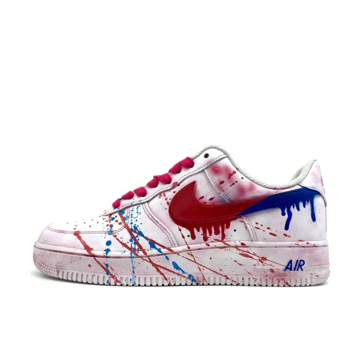 Red Dark Blue Dripping Swoosh Custom Air Force 1