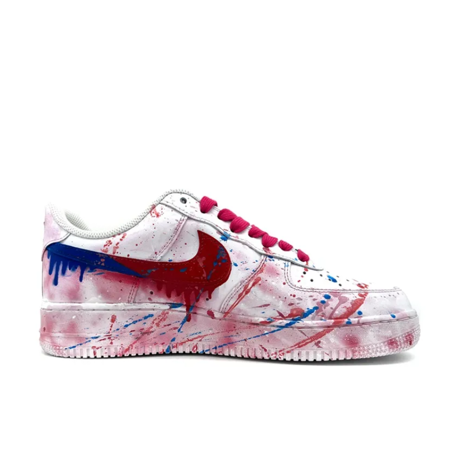 Red Dark Blue Dripping Swoosh Custom Air Force 1