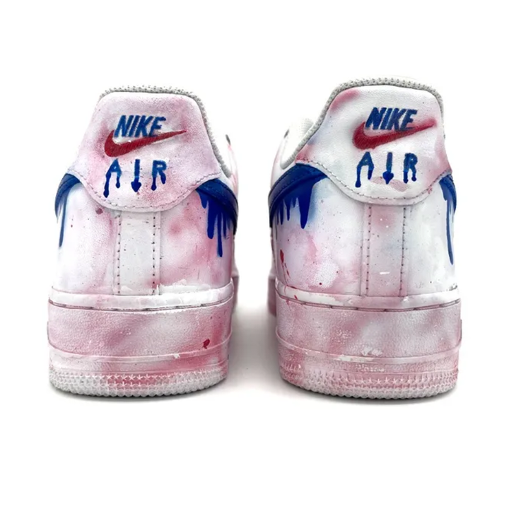 Red Dark Blue Dripping Swoosh Custom Air Force 1