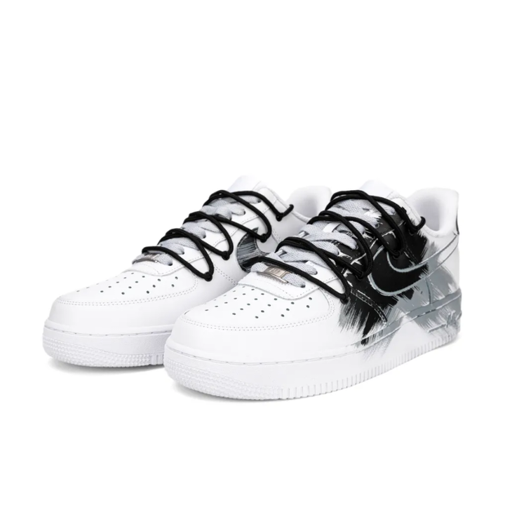 Extra Lace Black Gray White Custom Air Force 1