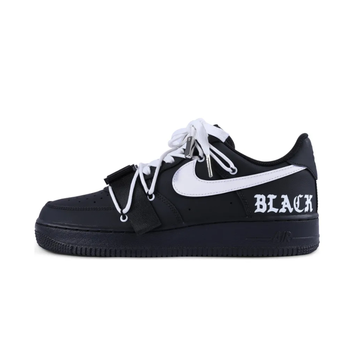 Extra Lace Black White Font Custom Air Force 1