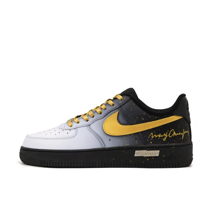 White Black Gradient Gold Swoosh Custom Air Force 1