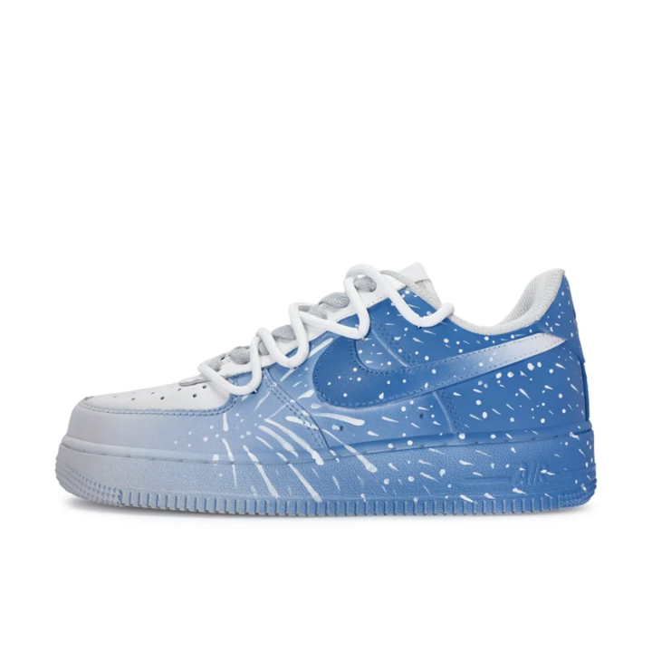 Extra Lace Blue White Gradien Spray White Font Custom Air Force 1