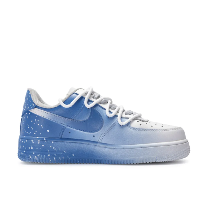 Extra Lace Blue White Gradien Spray White Font Custom Air Force 1