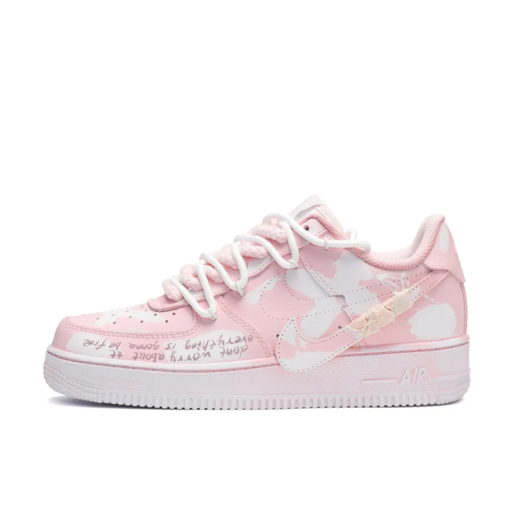 Slanted Swoosh Extra Lace Pink Custom Air Force 1