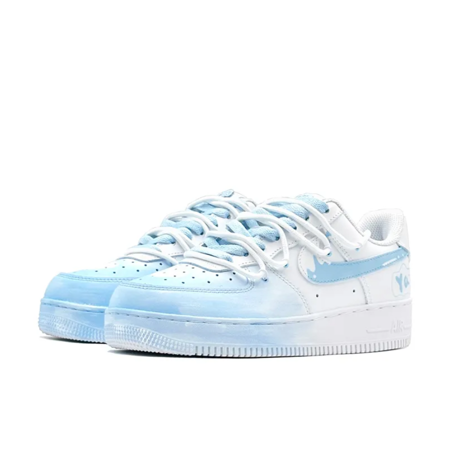 Extra Lace Blue White Gradient Custom Air Force 1