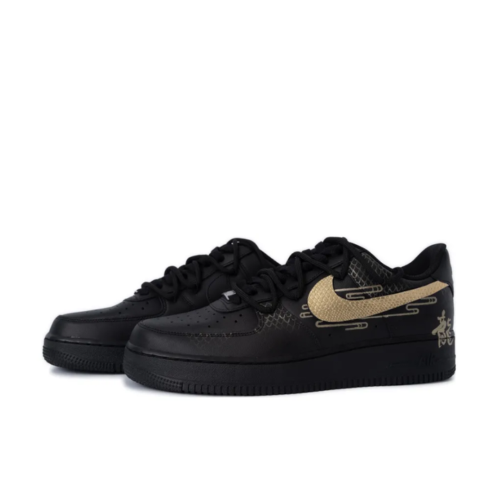 Gold Dragon Scale Swoosh Black Custom Air Force 1