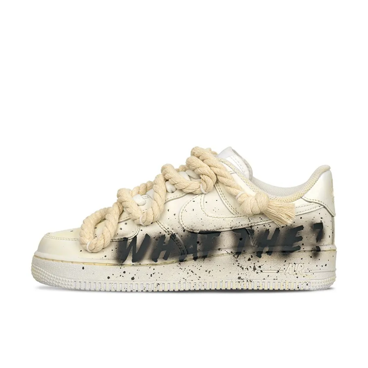 Thick Lace Black Font Custom Air Force 1