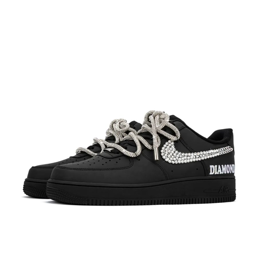 Diamong Swoosh Black Custom Air Force 1