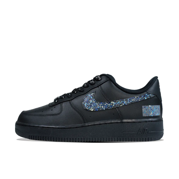 Graffiti Blue Swoosh Black Custom Air Force 1