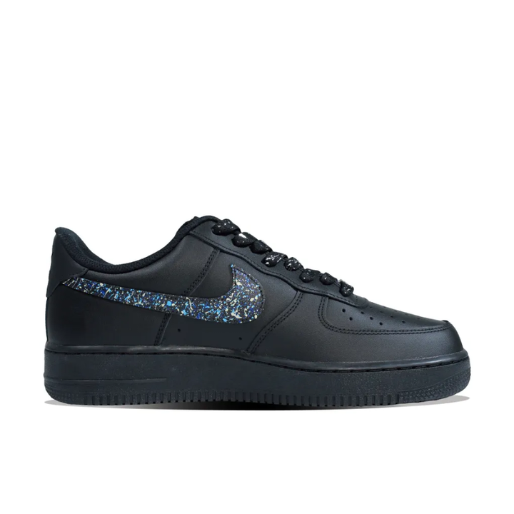 Graffiti Blue Swoosh Black Custom Air Force 1