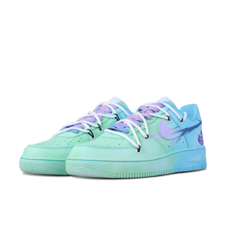 Extra Lace Blue Green Gradient Custom Air Force 1