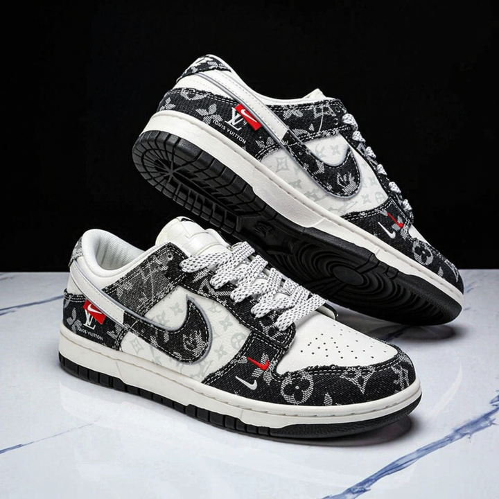 Hand Painted Black & White Custom Denim Sneakers