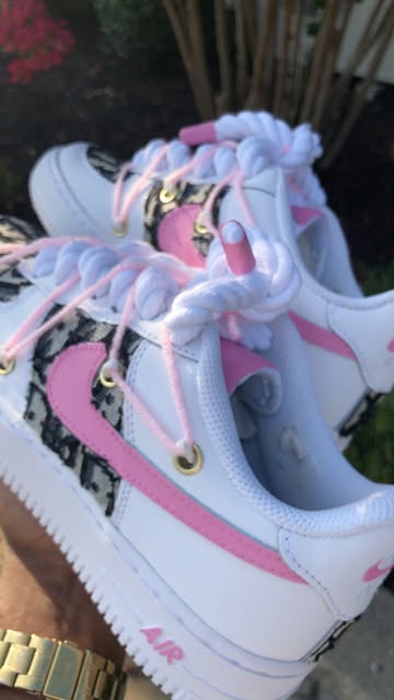 Hand Painted Purple Rope Lace Custom Air Force 1 Sneakers