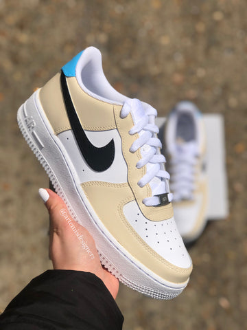 Custom Air Force 1 Beige Black