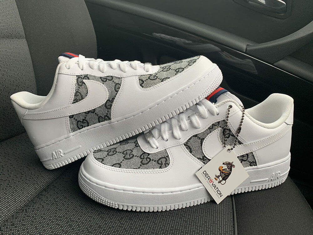 Custom Air Force 1 Grey Black Gucci