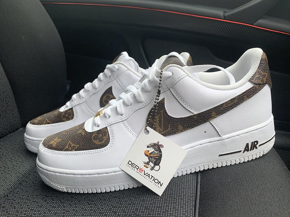 Custom Air Force 1 Chocolate Khaki LV Logo