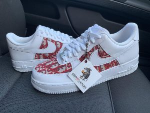 Custom Air Force 1 Red Dior Logo