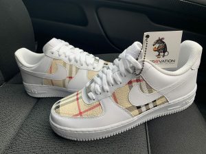 Custom Air Force 1 Beige Black Grey Red Lattice