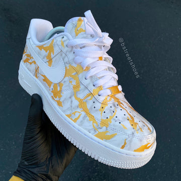 Custom Air Force 1 Grey Gold Irregular Striped Texture