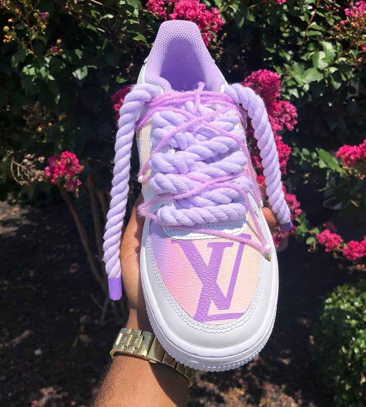 Hand Painted Purple Rope Lace Custom Air Force 1 Sneakers