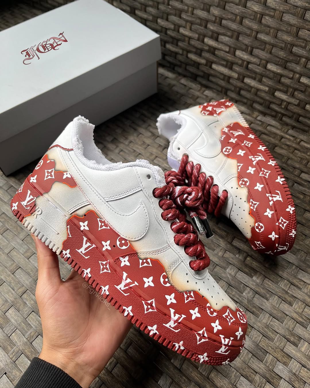 Custom Hand Painted Red Air Force 1 Sneakers