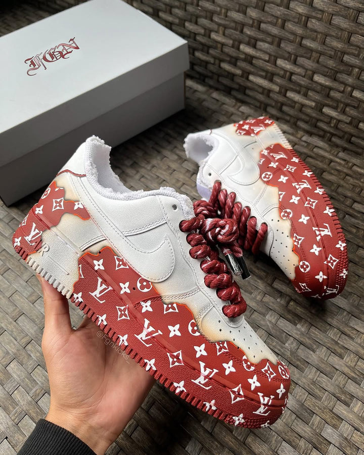Custom Hand Painted Red Air Force 1 Sneakers