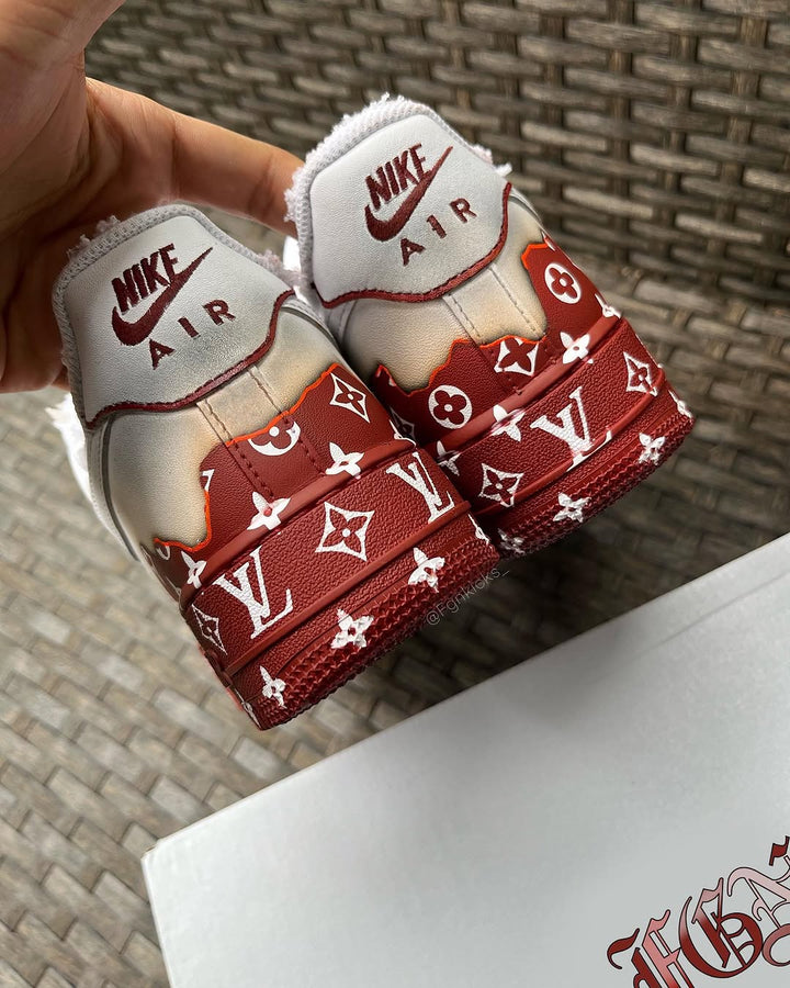 Custom Hand Painted Red Air Force 1 Sneakers