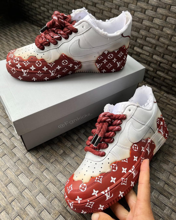 Custom Hand Painted Red Air Force 1 Sneakers