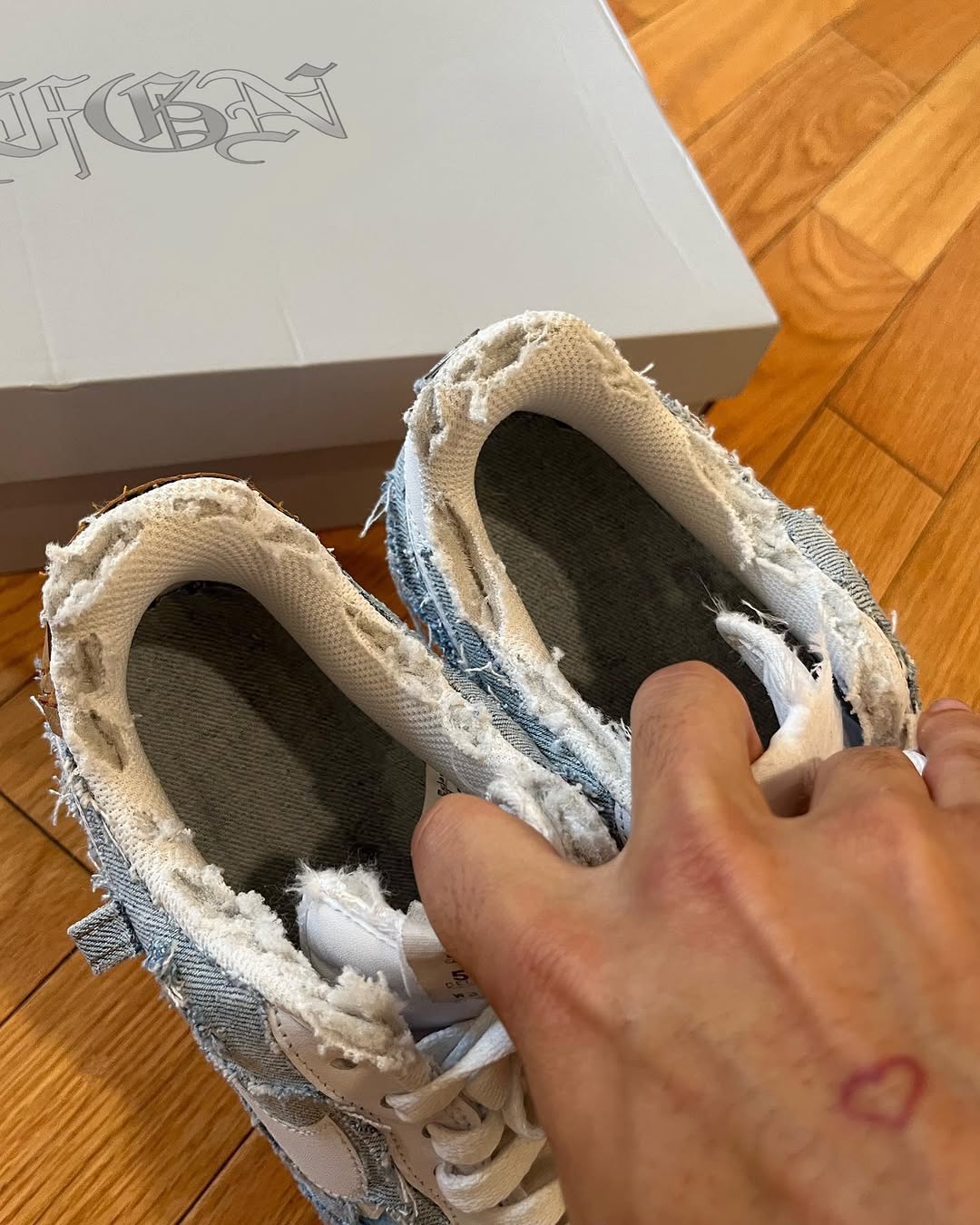 Handmade Distressed Denim Custom Air Force 1 Sneakers