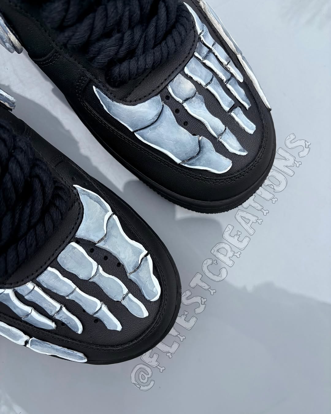 Hand Painted Skeleton Custom Black Air Force 1 Sneakers