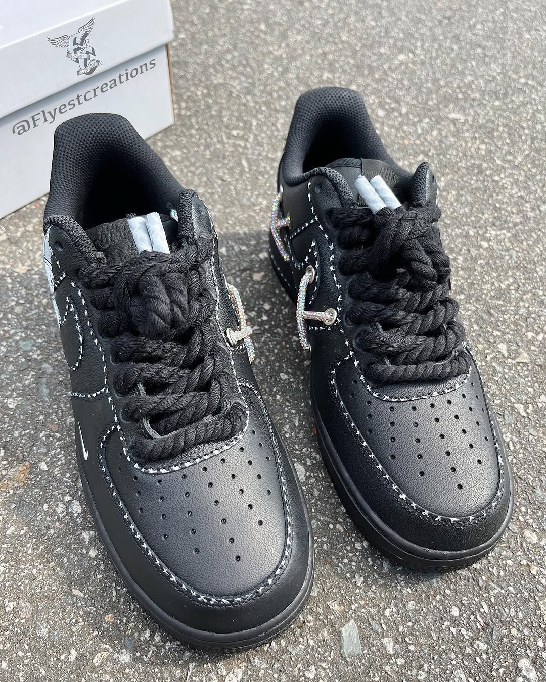 Hand Painted KAWS Custom Black Air Force 1 Sneakers