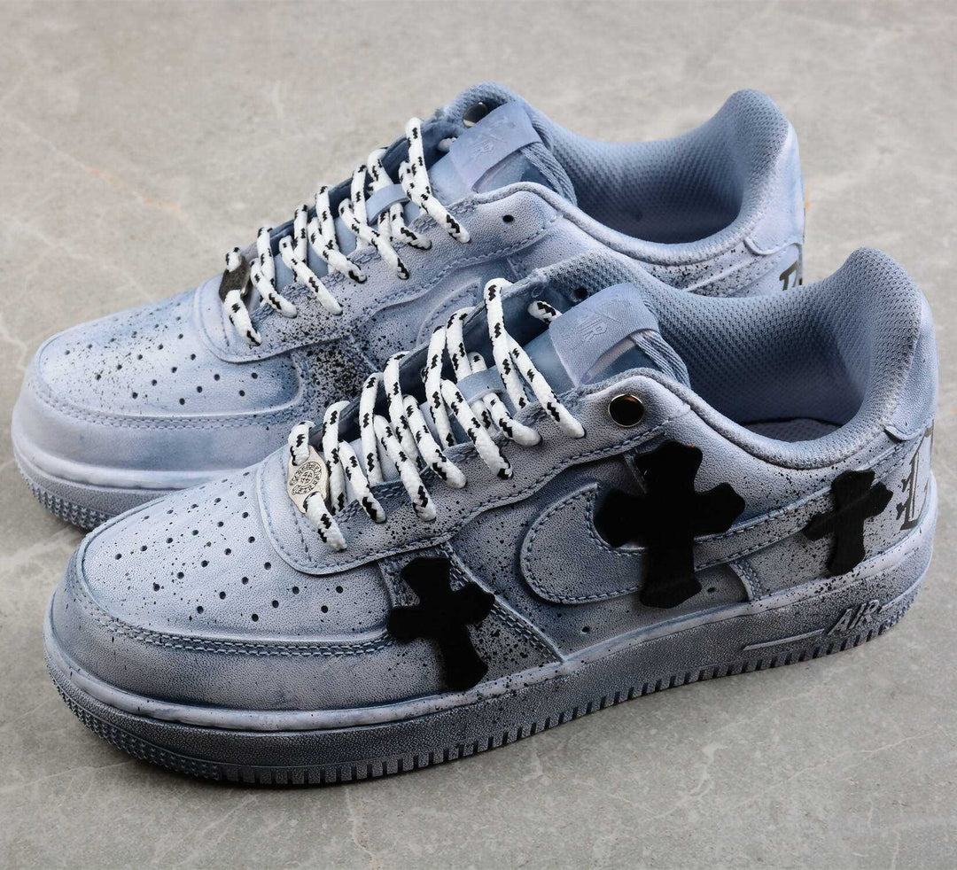 BLUE/PINK CHROME HEARTS Custom Air Force 1